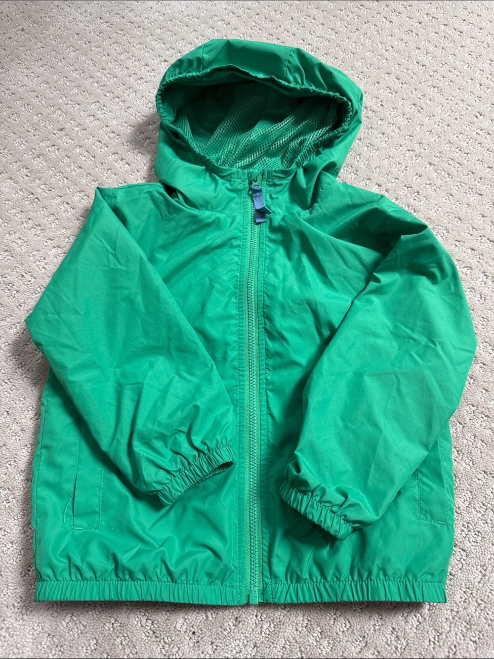 Primary Green Hooded Kids Windbreaker